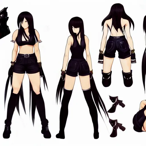 Image similar to high quality concept art of tifa lockhart