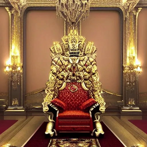 HD painting of a king sitting on a throne in his