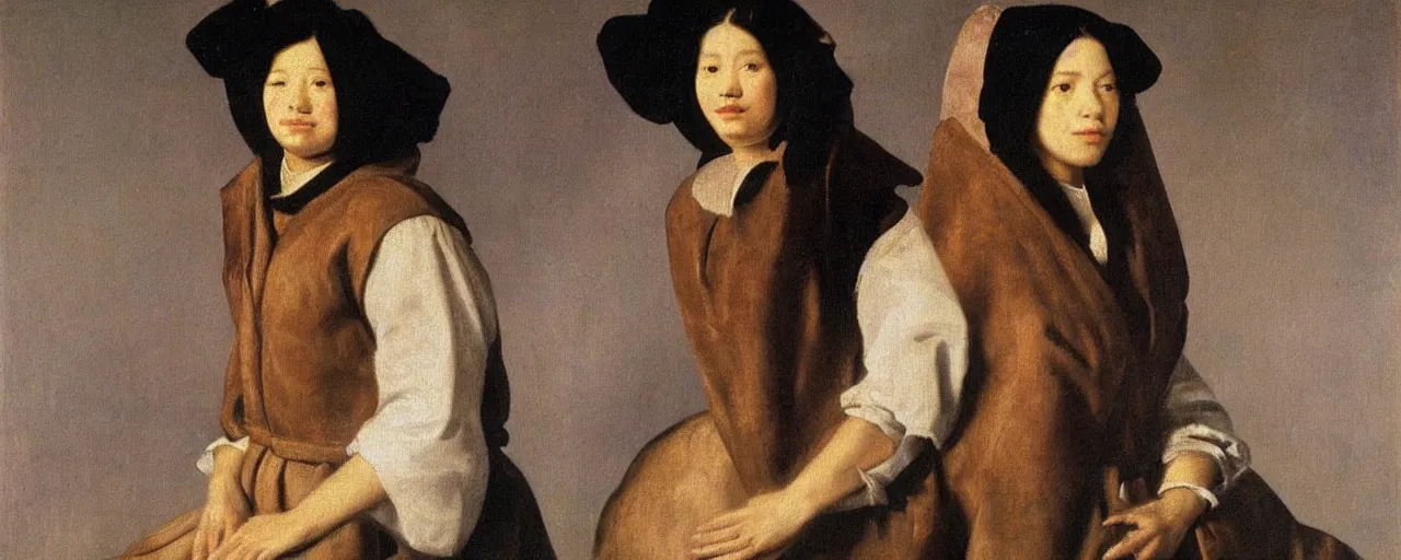 Image similar to painting by diego velasquez, young woman, high resolution, very detailed art