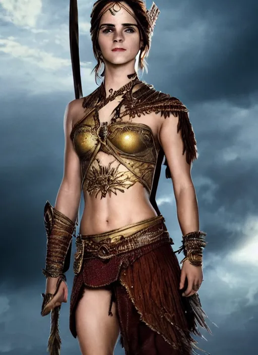 Image similar to ultrarealistic photo of warrior princess emma watson dejah thoris, full body, cinematic,