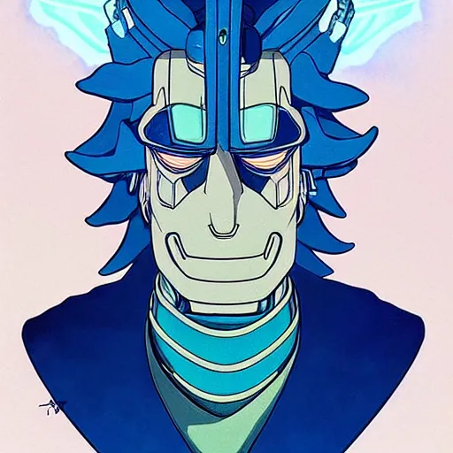 Image similar to 1 0 7 7 autobot rick sanchez bender futurama portrait by charles vess and james jean and erik jones and rhads, inspired by ghost in the shell, beautiful fine face features, intricate high details, sharp, ultradetailed