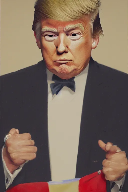 Prompt: Donald Trump as a Japanese man, oil on canvas, intricate, portrait, 8k highly professionally detailed, HDR, CGsociety