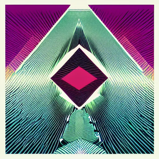 Image similar to an incredible abstract vector 80s album cover