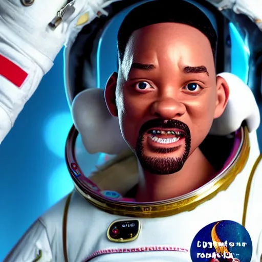 Image similar to will smith as a astronaut, claymation, 8 k, hyperdetalied, cgsociety,