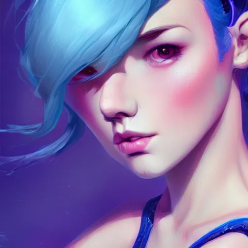 Image similar to teen girl, azure blue hair, gorgeous, amazing, elegant, intricate, highly detailed, digital painting, artstation, concept art, sharp focus, illustration, art by Ross tran