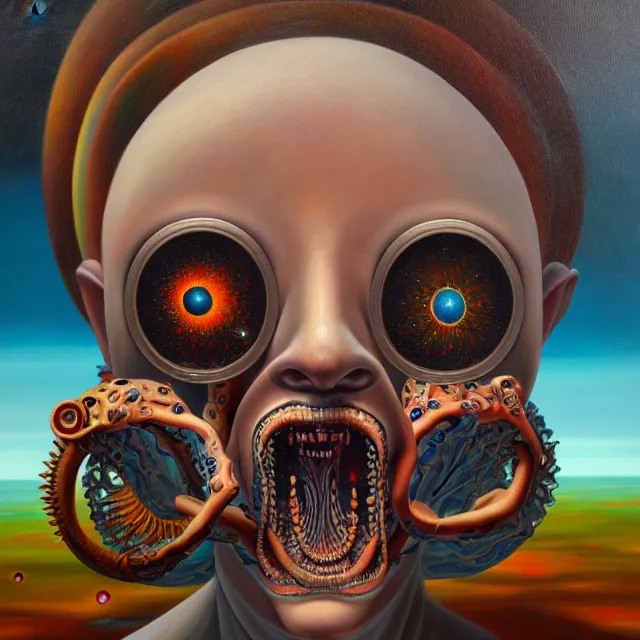 Prompt: an oil on canvas portrait painting, polycount, surrealism, surrealist, cosmic horror, high detail