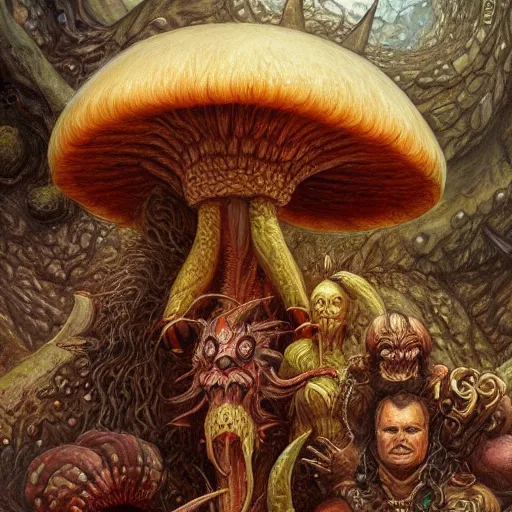 Image similar to Large humanoid mushroom monster as a fantasy D&D character, portrait art by Donato Giancola and James Gurney, digital art, trending on artstation