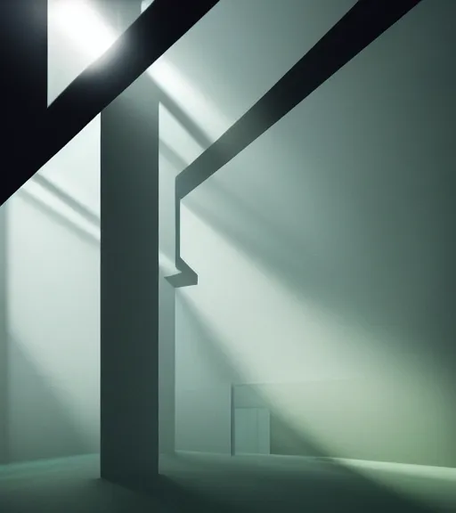 Image similar to the symmetric green cross lights in the artic, volumetric lighting, fog, majestic light, octane render, beauty fog, ethereal glare of the sun, hyperrealistic, epic, masterpiece, by peter zumthor