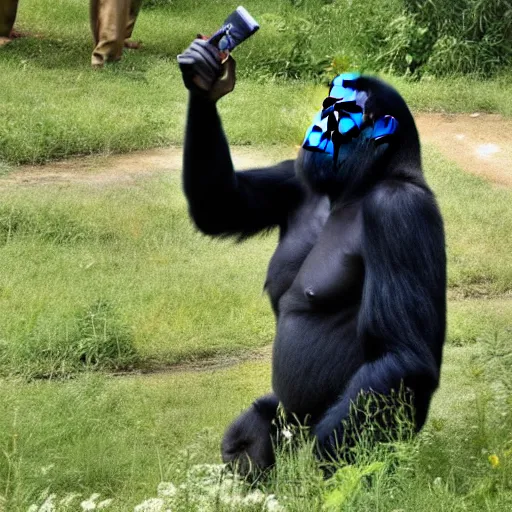 Prompt: a gorilla showing off his latest art masterpiece, today's featured nature photograph 1 6 k