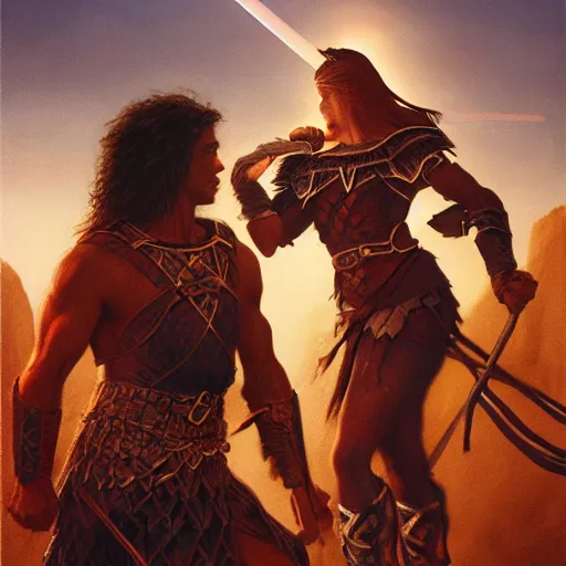 Prompt: epic beautiful young warrior maiden fighting against injustice under ritual lit night Micheal Whelan, Jeff Easley photorealistic, cinematic, fantastic reality, detailed, intricate dramatic lighting, establishing shot, 8k resolution – W 1024