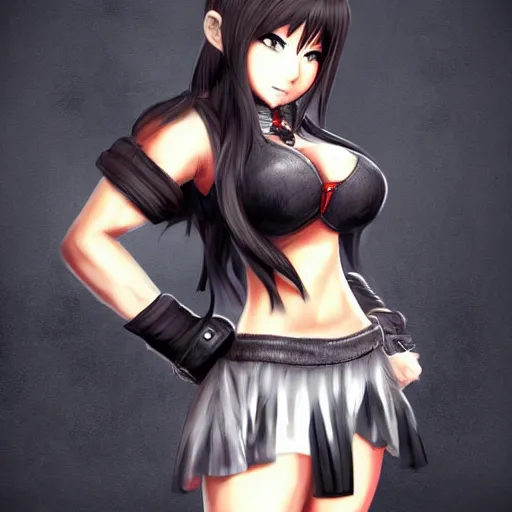 Prompt: fantasy art of tifa lionheart in style of wang ling wlop