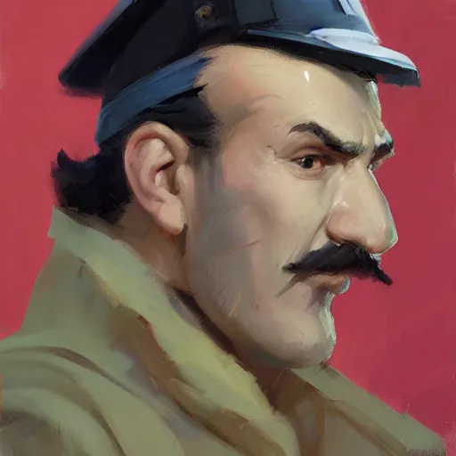 Image similar to greg manchess portrait painting of tactical waluigi, medium shot, asymmetrical, profile picture, organic painting, sunny day, matte painting, bold shapes, hard edges, street art, trending on artstation, by huang guangjian and gil elvgren and sachin teng