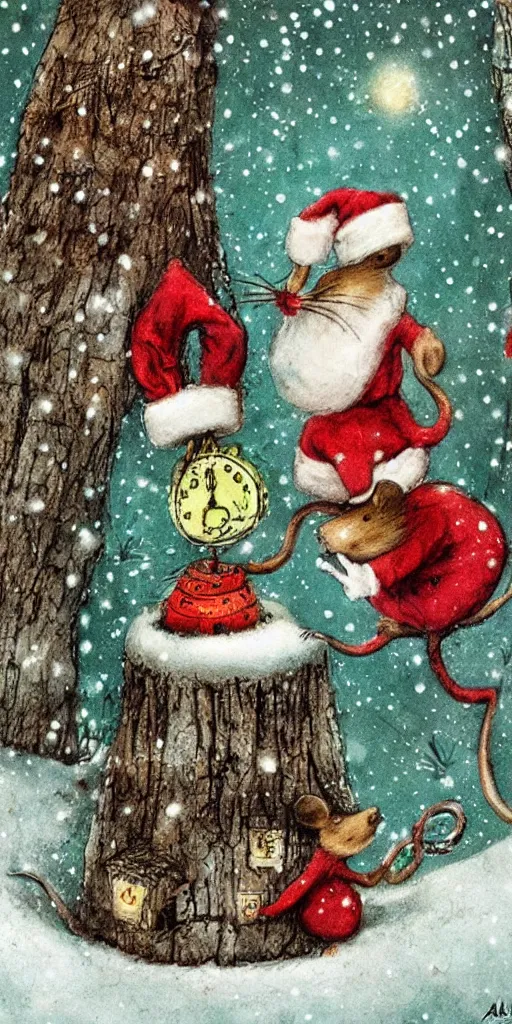 Image similar to a christmas mouse scene by alexander jansson