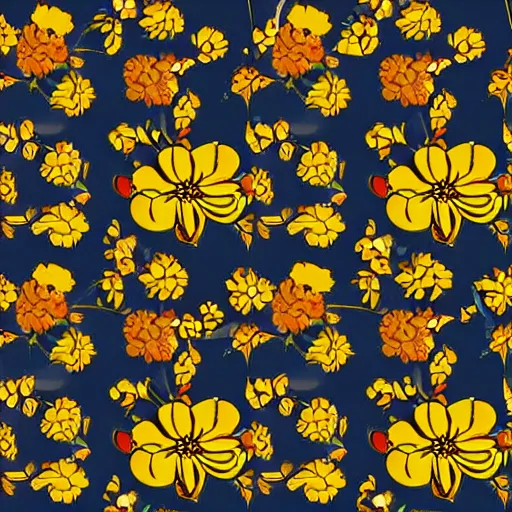 Image similar to floral pattern painting, digital art, repeating pattern