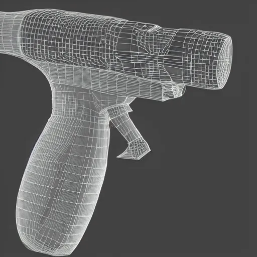 Image similar to 3d printed futuristic laser gun. Highly detailed. Full color