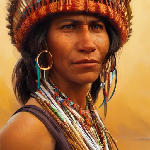 Image similar to an portrait of an happy female aboriginal, detailed, centered, digital painting, artstation, concept art, donato giancola, Joseph Christian Leyendecker, WLOP, Boris Vallejo, Breathtaking, 8k resolution, extremely detailed, beautiful, establishing shot, artistic, hyperrealistic, beautiful face, octane render