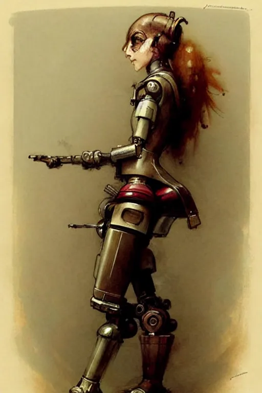 Image similar to (((((2050s servant android robot pirate wench art . muted colors.))))) by Jean-Baptiste Monge !!!!!!!!!!!!!!!!!!!!!!!!!!!