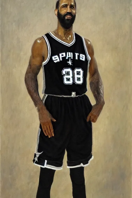 Image similar to full body portrait of the dictator of the san antonio spurs, 1 8 8 9, in full silver and black military garb, oil on canvas by william sidney mount, trending on artstation