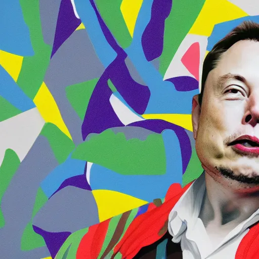 Image similar to Elon musk in diapers drooling in the style of Matisse