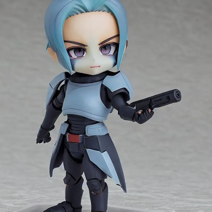 Image similar to destiny commander zavala!!!!!!!!!!!!!!!!!!!!!!!!!!, an ( ( ( ( ( anime ) ) ) ) ) nendoroid of commander zavala, male figurine, light - blue skin and bald!!!!!!!!, detailed product photo