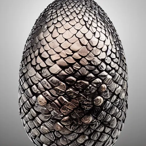 Image similar to daenerys dragon egg inspired, jewel encrusted Fabergé egg and Hans ruedy giger, hyperrealism, detailed, luxury, high definition, ultradetailed,