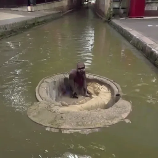 Prompt: man stuck inside a sewer, desperate, bad quality, shaky camera, funny