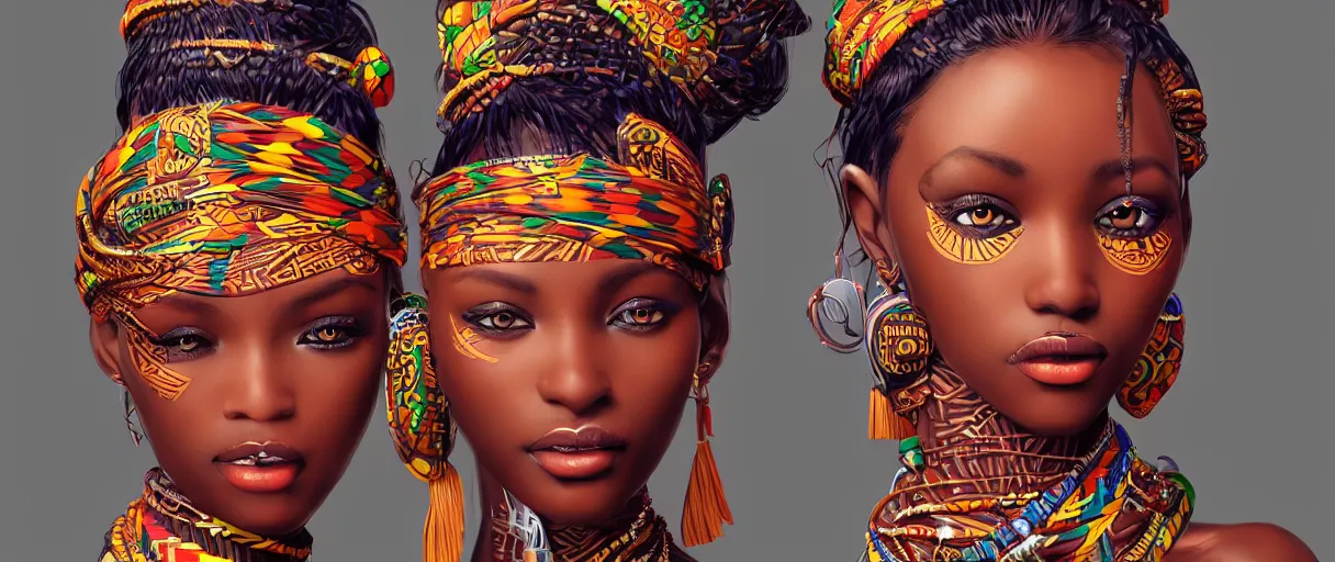 Image similar to very beautiful tribal women africa, frivolous appearance, ioyful vibe and lighting, cgsociety, artstation, in the style of artgerm