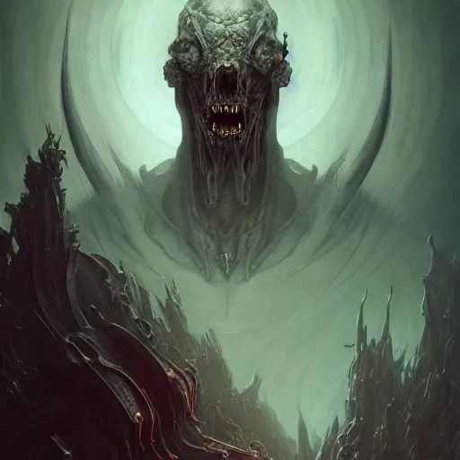 Image similar to a portrait of a demonic duke of hell, sci-fi concept art by giger and beksinski and szukalski and wlop and pete mohrbacher, digital art, highly detailed, intricate, horror, sharp focus, Trending on Artstation HQ, deviantart, unreal engine 5, 4K UHD image