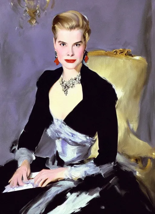 Image similar to portrait of grace kelly, by john singer sargent