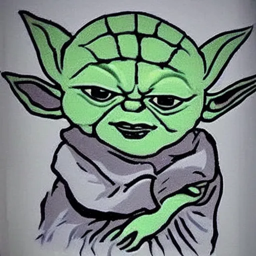 Image similar to sad yoda in toilet