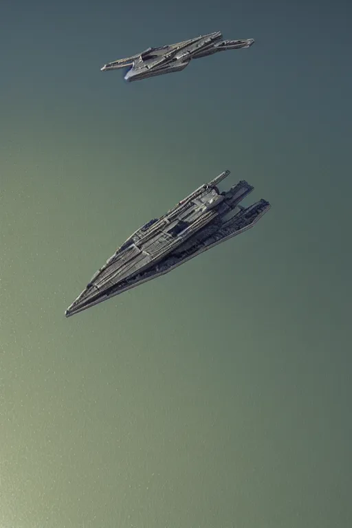 Prompt: empire stardestroyer over bordeaux into a lagoon by aenaluck, octane render, 8 k