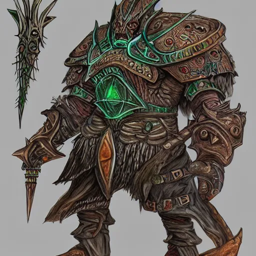 Image similar to Detailed colorful concept art of celtic giant as a dark souls boss; fantasy