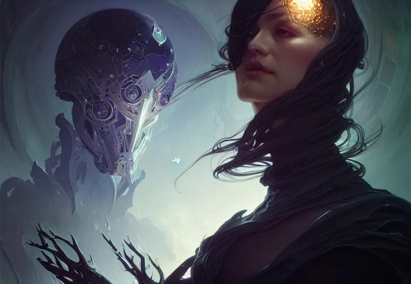 Image similar to portrait of a destiny of the endless from the sandman, fantasy magic, dark light night, intricate, elegant, sharp focus, illustration, highly detailed, digital painting, concept art, matte, art by wlop and artgerm and greg rutkowski and alphonse mucha, masterpiece