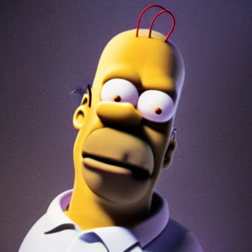 Image similar to A volumetric octane render portrait of Homer Simpson.