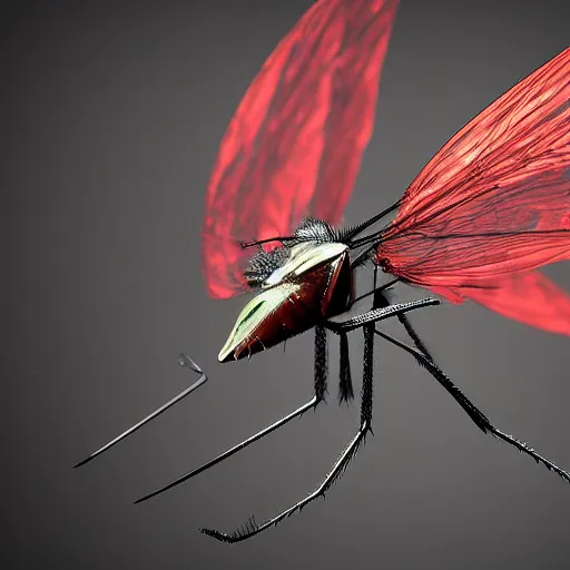 Image similar to beautiful mosquito with dragon wings and tail | macro | trending on artstation