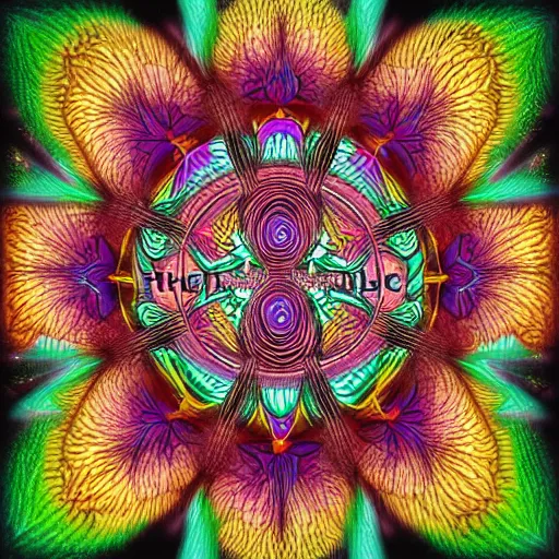 Prompt: thc flower in the style of alex grey