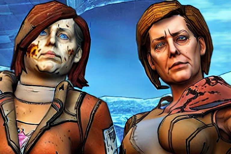 Prompt: angela merkel as character in Borderlands 3