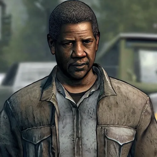 Prompt: denzel washington in walking dead game