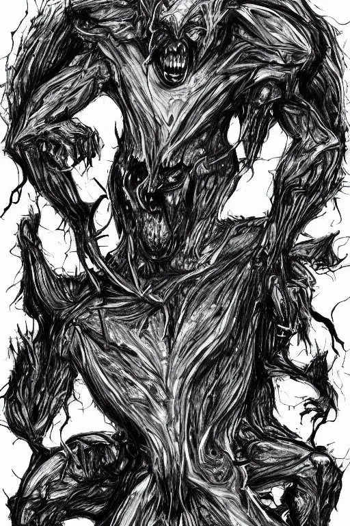Prompt: Scientific drawing of inorganic demons, black and white,