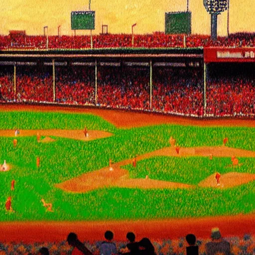 Prompt: fenway park in the style of Georges Seurat