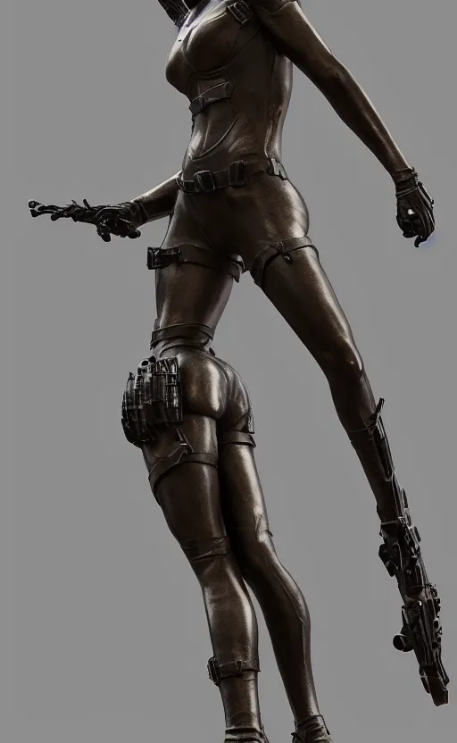 Image similar to black widow, bronze statue, unreal engine, high detailed