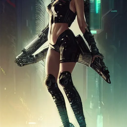 Girl with scifi sword ans tattoos: cyberpunk art [Artist: Dylan