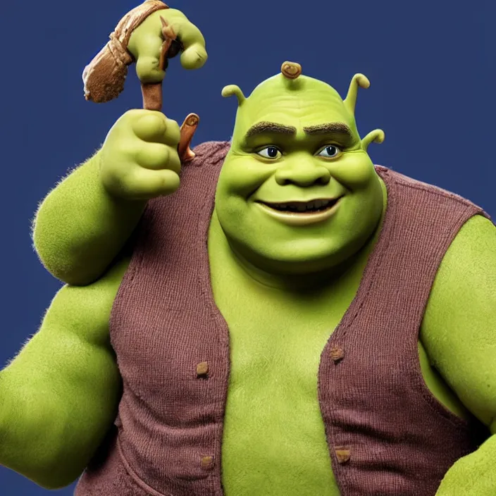 Prompt: Shrek, a GOODSMILE figure of Shrek, figurine, detailed product photo,