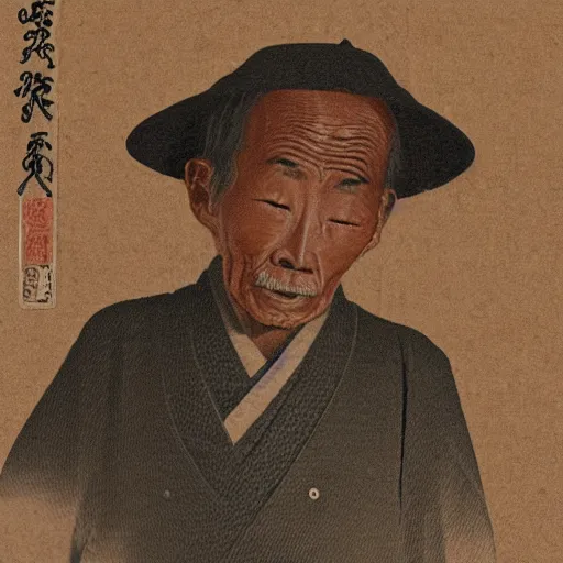 Image similar to extremely old japanese man, extreme detail