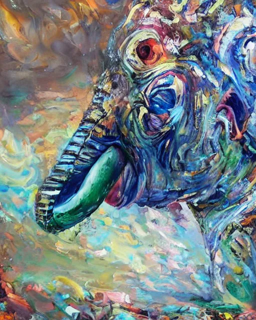 Prompt: hyperrealistic ultra detailed surrealist colorful acrylic pour painting of an elephant by moksha marquardt, rhads, trending on artstation, chillwave, psycedelic, metaphysical, mystical, sense of awe