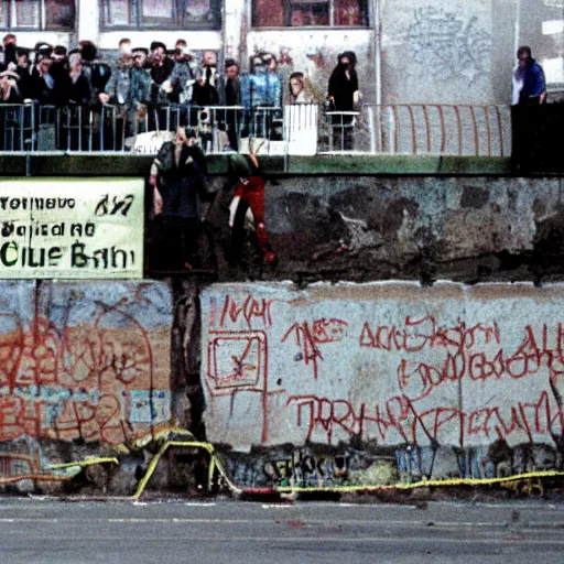 Image similar to VHS tape of the Berlin Wall coming down