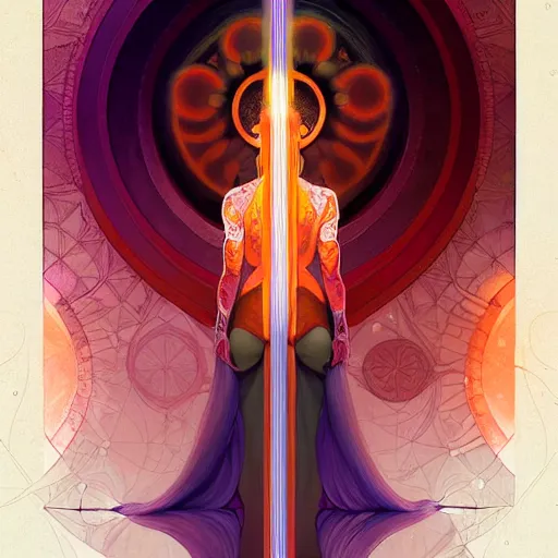 Image similar to chakra diagram, sacral chakra, detailed, elegant, highly detailed, digital painting, artstation, concept art, smooth, sharp focus, illustration, art by Krenz Cushart and Artem Demura and alphonse mucha