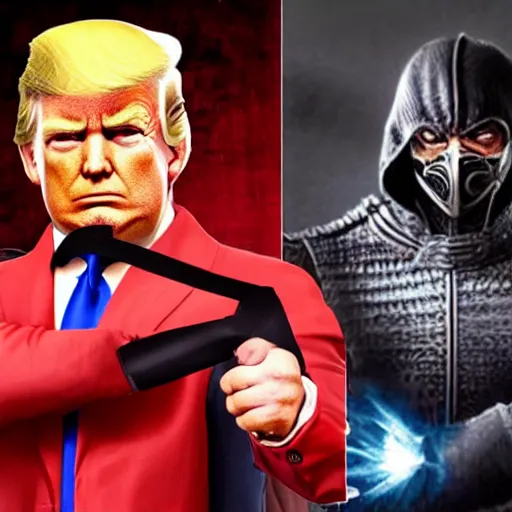 Prompt: donald trump as mortal kombat character,