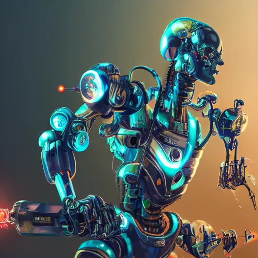 Prompt: photo of a robot painting, beautiful lighting, sharp, details, hyper-detailed, HD, HDR, 4K, 8K
