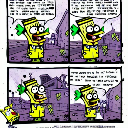 Prompt: SpongeBob in a zombie apocalypse | highly detailed